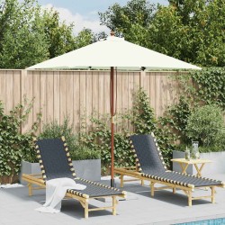 Parasol d'extérieur avec mât en bois 150x200 cm Sable 550800550800