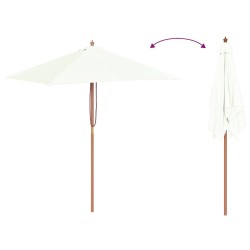 Parasol d'extérieur avec mât en bois 150x200 cm Sable 550800550800