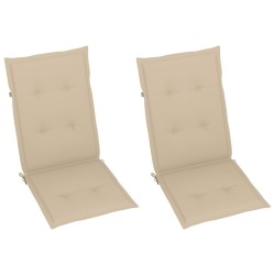 Chaises de jardin lot de 2 et coussins beige Bois teck massif 550813550813