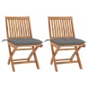 Chaises de jardin lot de 2 et coussins gris Bois de teck massif 550842550842