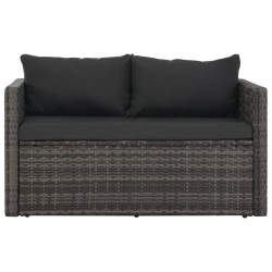 Ensemble à manger d'extérieur 3pcs coussins résine tressée gris 550847550847