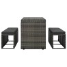 Ensemble à manger d'extérieur 3pcs coussins résine tressée gris 550847550847
