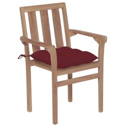 Chaises de jardin lot de 2 coussins rouge bordeaux Teck massif 550855550855