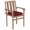 Chaises de jardin lot de 2 coussins rouge bordeaux Teck massif 550855550855