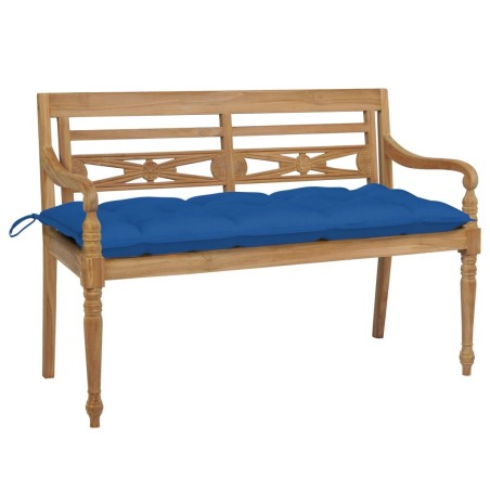 Banc Batavia avec coussin bleu 120 cm Bois de teck massif 550865550865