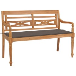 Banc Batavia avec coussin taupe 120 cm Bois de teck massif 550869550869