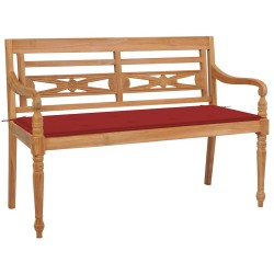 Banc Batavia avec coussin rouge 120 cm Bois de teck massif 550873550873