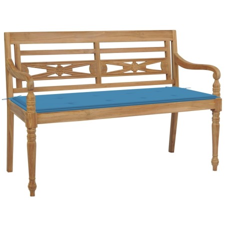 Banc Batavia avec coussin bleu 120 cm Bois de teck massif 550874550874