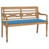 Banc Batavia avec coussin bleu 120 cm Bois de teck massif 550874550874