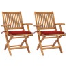 Chaises de jardin lot de 2 et coussins rouge Bois teck massif 550881550881