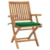 Chaises de jardin lot de 2 et coussins vert Bois de teck massif 550885550885