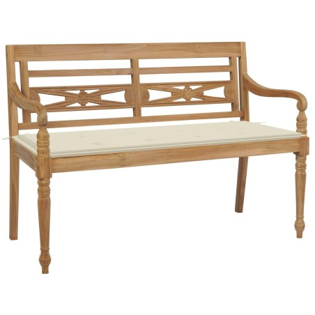 Banc Batavia avec coussin crème 120 cm Bois de teck massif 550892550892