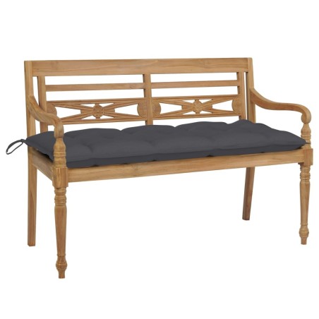 Banc Batavia avec coussin anthracite 120 cm Bois de teck massif 550894550894