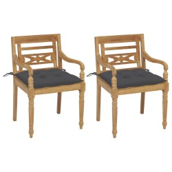 Chaises Batavia lot de 2 avec coussins anthracite Bois de teck 550895550895