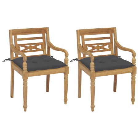 Chaises Batavia lot de 2 avec coussins anthracite Bois de teck 550895550895