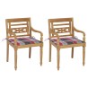 Chaises Batavia lot de 2 coussins à carreaux rouge Teck massif 550903550903