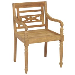 Chaises Batavia lot de 2 et coussins crème Bois de teck massif 550907550907