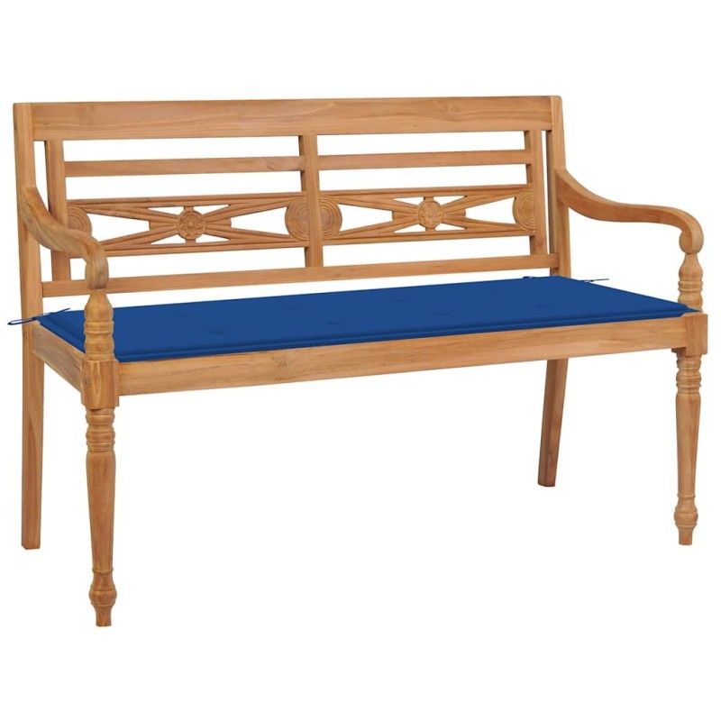 Banc Batavia avec coussin bleu royal 120 cm Bois de teck massif 550914550914