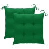 Chaises de jardin lot de 2 et coussins vert Bois de teck massif 550932550932