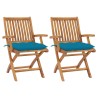 Chaises de jardin lot de 2 avec coussins bleu clair Teck massif 550934550934