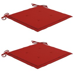 Chaises de jardin lot de 2 et coussins rouge Bois teck massif 550935550935