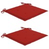 Chaises de jardin lot de 2 et coussins rouge Bois teck massif 550935550935