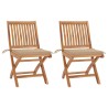Chaises de jardin lot de 2 et coussins beige Bois teck massif 550940550940