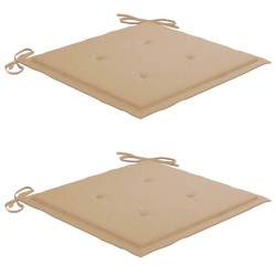Chaises de jardin lot de 2 et coussins beige Bois teck massif 550940550940