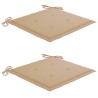 Chaises de jardin lot de 2 et coussins beige Bois teck massif 550940550940