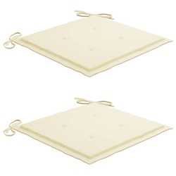Chaises de jardin lot de 2 et coussins crème Bois teck massif 550945550945