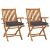 Chaises de jardin lot de 2 et coussins anthracite Bois de teck 550950550950