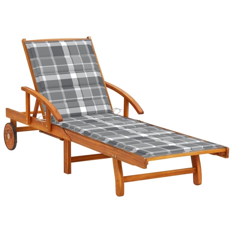 Chaise longue de jardin avec coussin Bois d'acacia solide 550956550956