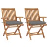 Chaises de jardin lot de 2 et coussins gris Bois de teck massif 550958550958