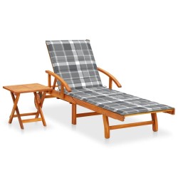 Chaise longue de jardin avec table et coussin Bois d'acacia 550977550977