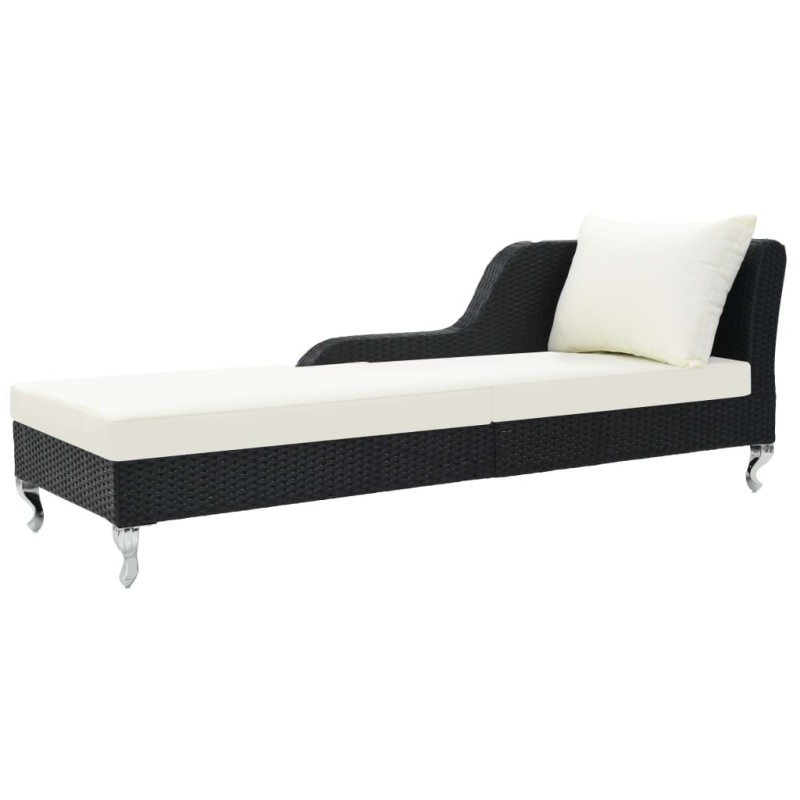 Chaise longue avec coussin Résine tressée Noir 550992550992