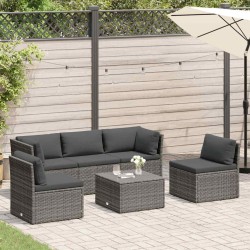 Salon de jardin 4 pcs avec coussins Résine tressée Gris 551010551010