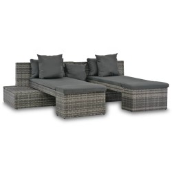 Salon de jardin 4 pcs avec coussins Résine tressée Gris 551016551016