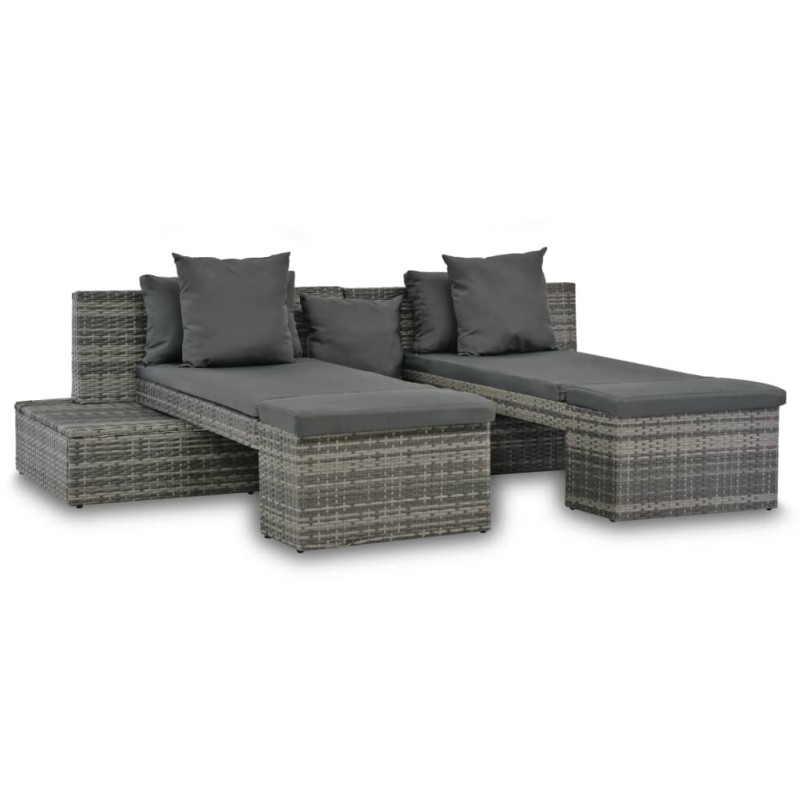 Salon de jardin 4 pcs avec coussins Résine tressée Gris 551016551016