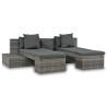 Salon de jardin 4 pcs avec coussins Résine tressée Gris 551016551016