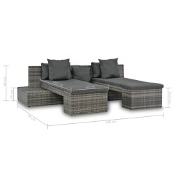 Salon de jardin 4 pcs avec coussins Résine tressée Gris 551016551016