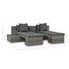 Salon de jardin 4 pcs avec coussins Résine tressée Gris 551016551016