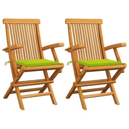 Chaises de jardin avec coussins vert vif lot de 2 Bois de teck 551027551027