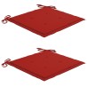 Chaises de jardin et coussins rouge lot de 2 Bois teck massif 551031551031