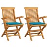 Chaises de jardin et coussins bleu lot de 2 Bois de teck massif 551032551032