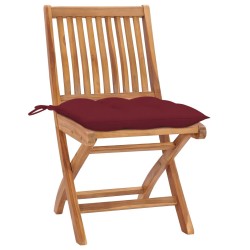 Chaises de jardin lot de 2 coussins rouge bordeaux Teck massif 551037551037