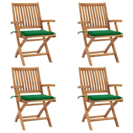 Chaises pliables de jardin avec coussins lot de 4 Teck solide 551040551040