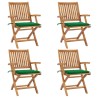 Chaises pliables de jardin avec coussins lot de 4 Teck solide 551040551040