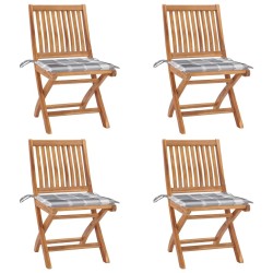 Chaises pliables de jardin avec coussins lot de 4 Teck solide 551042551042
