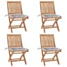 Chaises pliables de jardin avec coussins lot de 4 Teck solide 551042551042