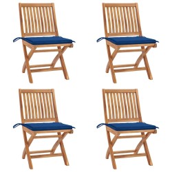 Chaises pliables de jardin avec coussins lot de 4 Teck solide 551043551043